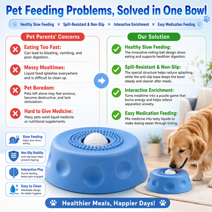 𝗥𝗘𝗕𝗬𝗜𝗣𝗢®🔥Slow Feeder Dog Bowl with Rolling Ball-Suitable for large, medium, and small dogs.🐕‍🦺