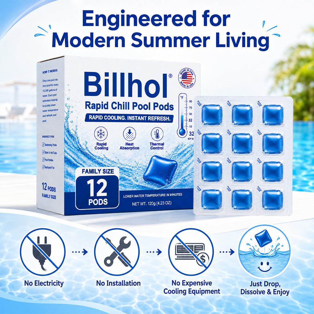 🥵 Stop Swimming in Hot Water This Summer!  💦 Billhol® Rapid Chill Pool Pods —  Rapid Cooling in Just 15 Minutes 🌡️ Helps Maintain Water Temperatures Up to 0% Cooler 🧊 1 Pod Treats Up to 400 Gallons
