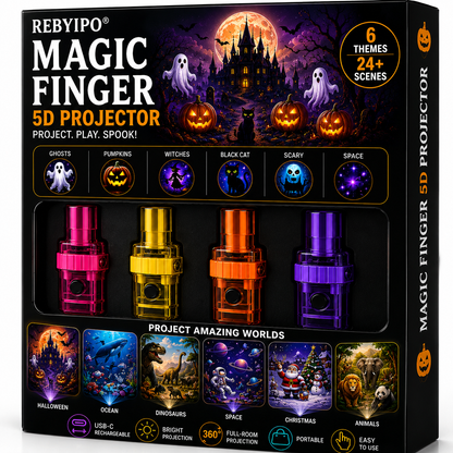🎃 REBYIPO® 2026 Halloween Magic Finger Projector – 24+ Spooky Scenes Across 6 Immersive Worlds | Limited Edition 👻