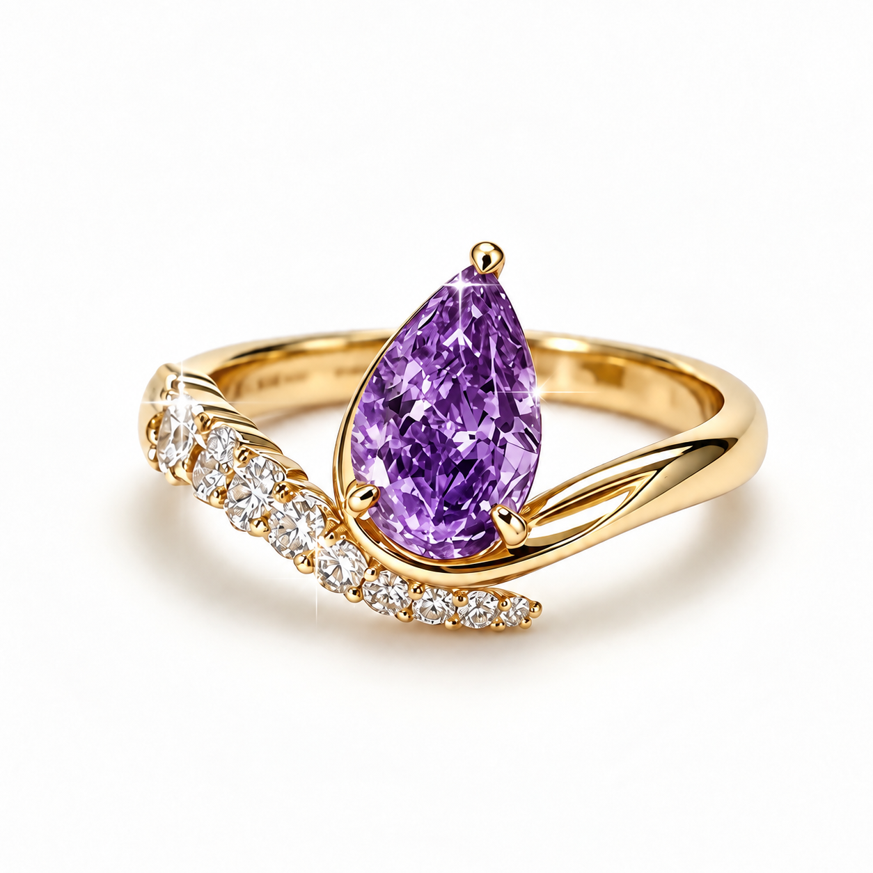 Violet Romance Pear Moissanite