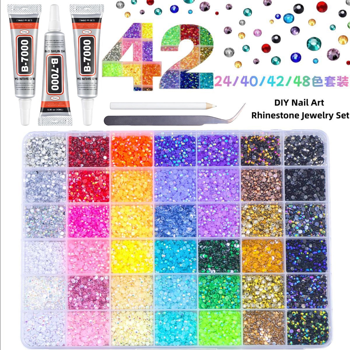 42 Slots 3mm Jelly Rhinestones-3200pcs