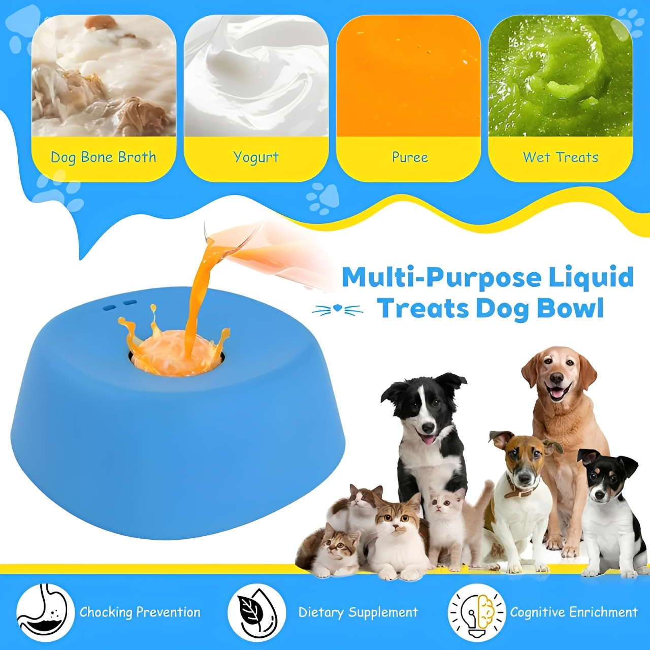 𝗥𝗘𝗕𝗬𝗜𝗣𝗢®🔥Slow Feeder Dog Bowl with Rolling Ball-Suitable for large, medium, and small dogs.🐕‍🦺