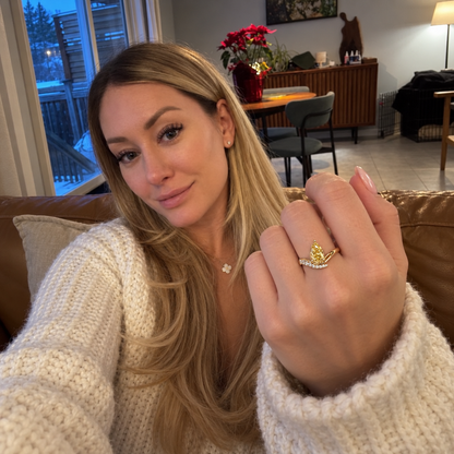 🔥 LAST DAY 90% OFF 丨VIVALORA® Pear-Shaped Gold Moissanite Adjustable Ring — Radiant Elegance