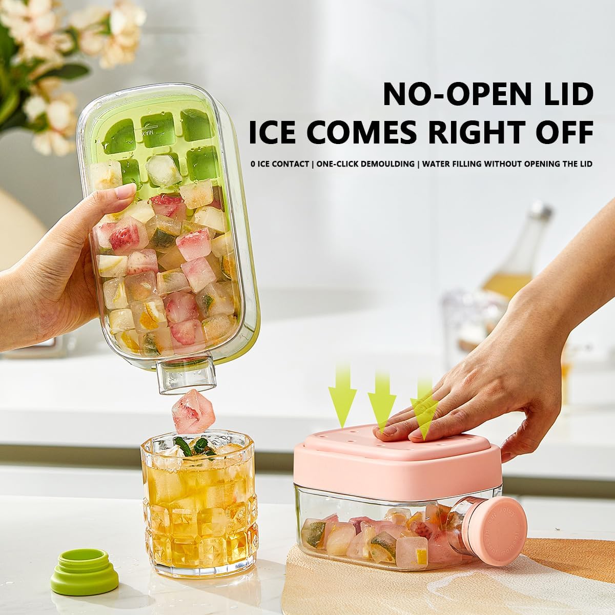 🔥BVJ® 2-in-1 Contactless Ice Cube Tray & Water Bottle🧊