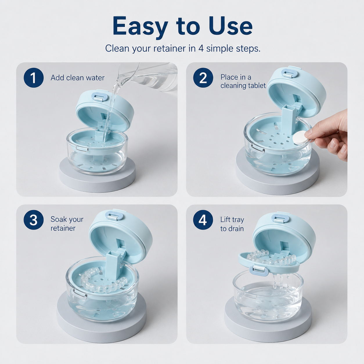 🔥 HEATWOLF® 3-in-1 Leak-Proof Retainer Cleaning Case – Mirror, Drain Tray & Travel Storage in One