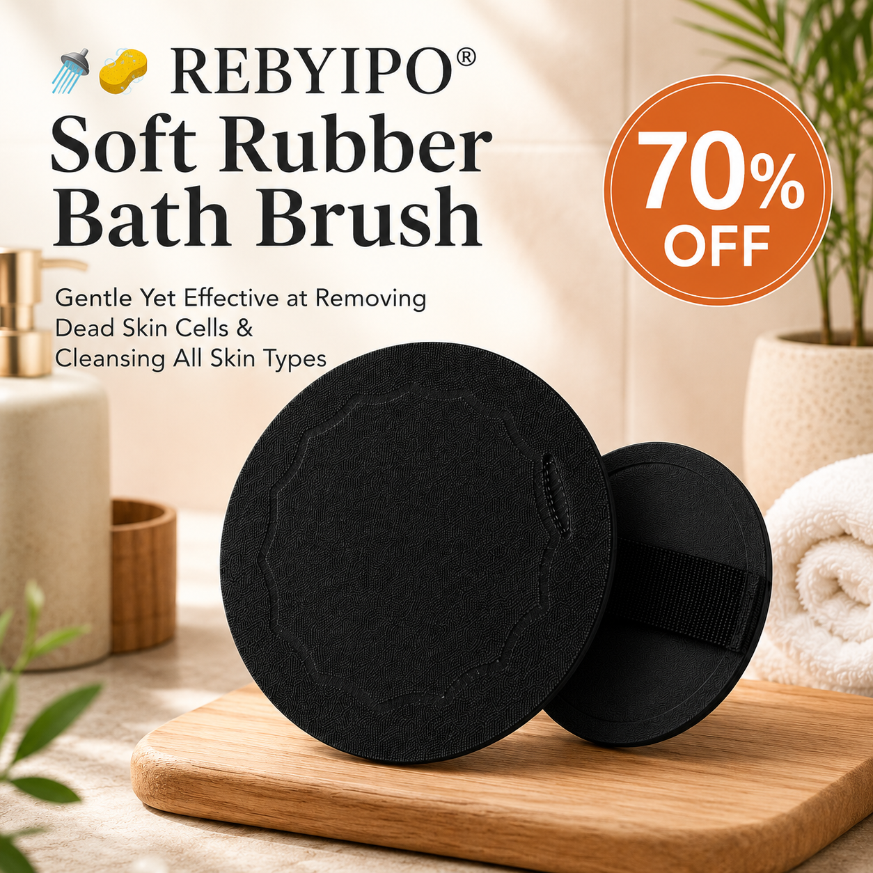 ⚠️ Your Only Chance: Add a 2nd 𝐑𝐄𝐁𝐘𝐈𝐏𝐎® Soft Rubber Bath Brush & Save 70% OFF!