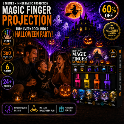 🎃 REBYIPO® 2026 Halloween Magic Finger Projector – 24+ Spooky Scenes Across 6 Immersive Worlds | Limited Edition 👻