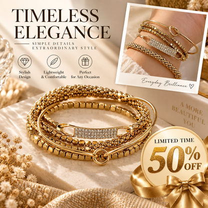 CZTICLE® Golden Layers Bracelet Set – 4-Piece Timeless Stackable Collection ✨