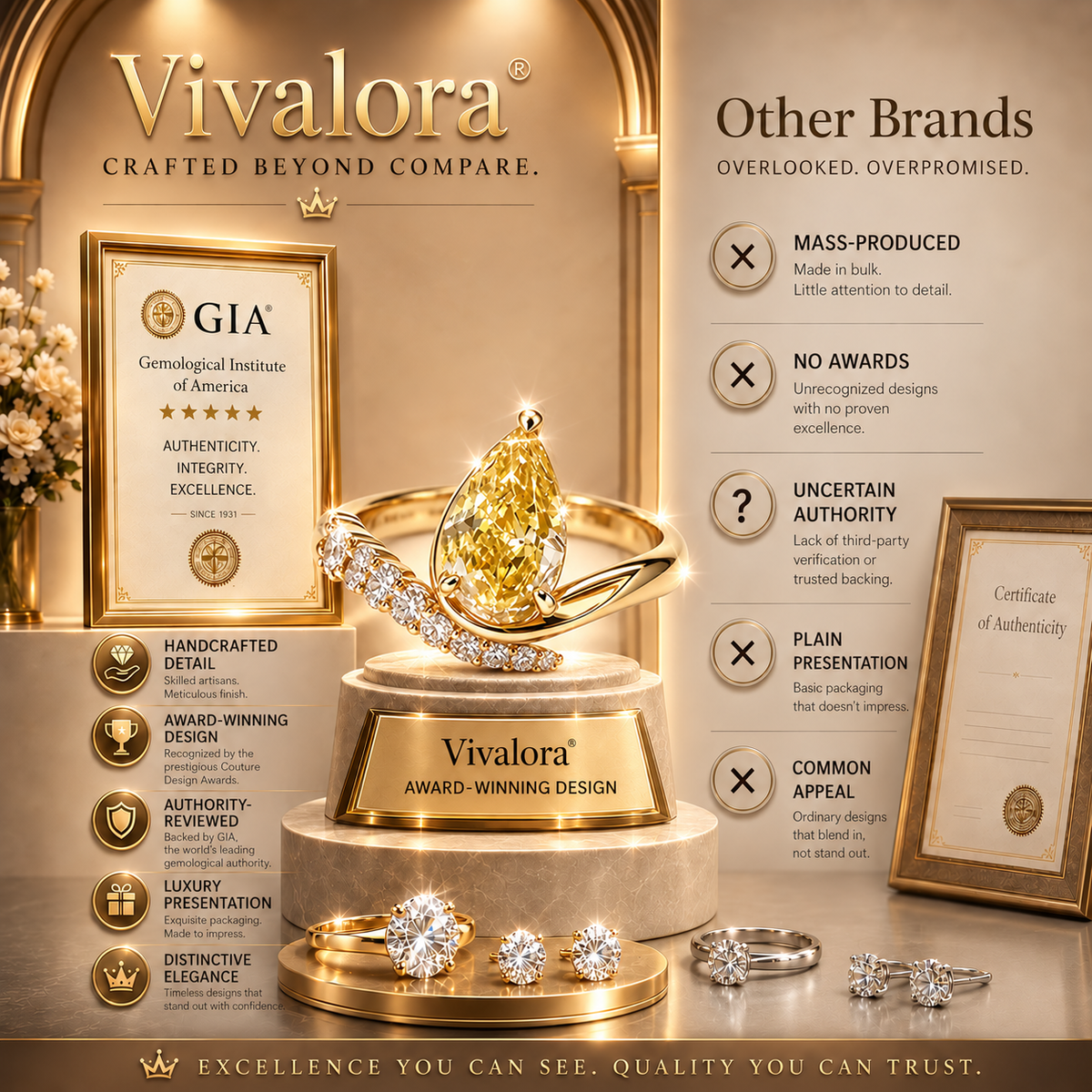 🔥 LAST DAY 90% OFF 丨VIVALORA® Pear-Shaped Gold Moissanite Adjustable Ring — Radiant Elegance