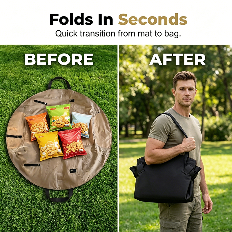 🧺 EdiJonah® 2-in-1 Convertible Picnic Mat Tote Bag – Large Capacity Outdoor Blanket & Travel Carry Bag
